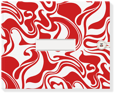 Designer curly swirls red bespoke photo book fabric